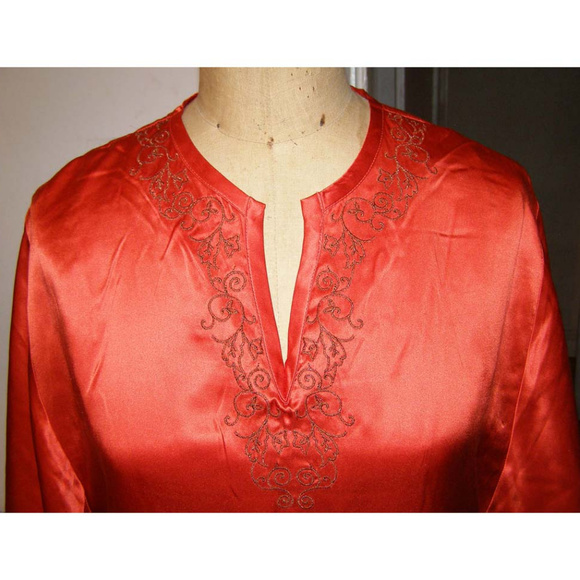 New Valerie Stevens red silk long gown M 8-10 😍 - Picture 2 of 6